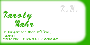 karoly mahr business card